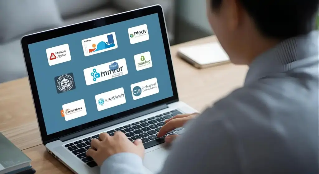 パソコンで信頼できる金融情報を探している人