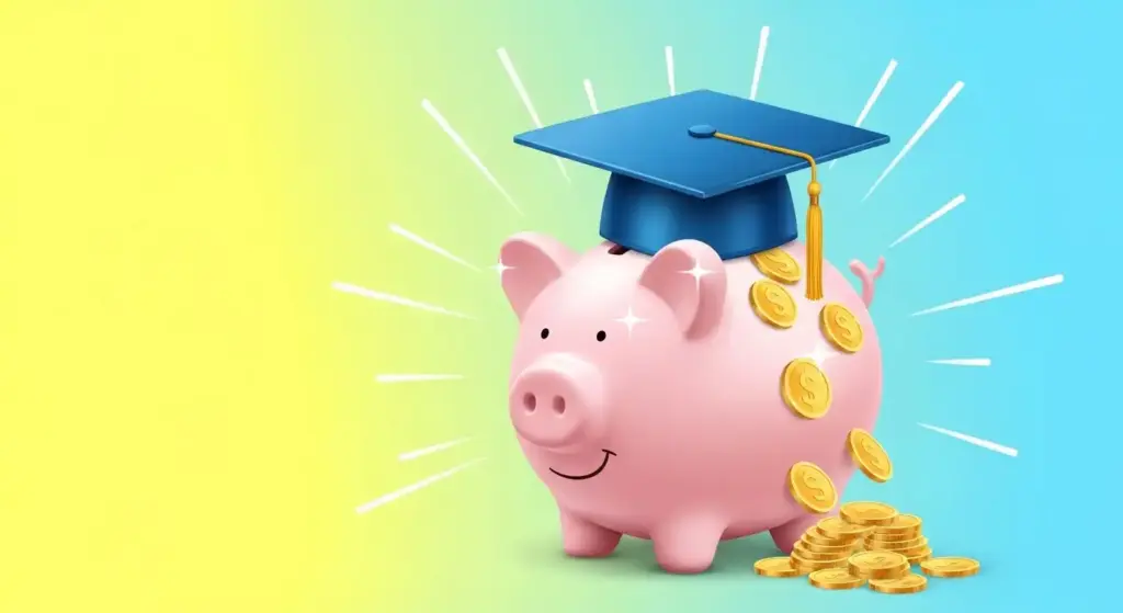 子どもの教育資金を貯めるための貯金箱のイラスト